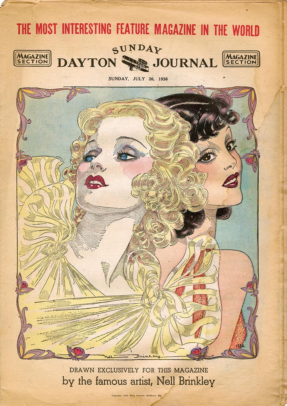 Nell Brinkley, cover for the Sunday Dayton Journal. July 26, 1936.