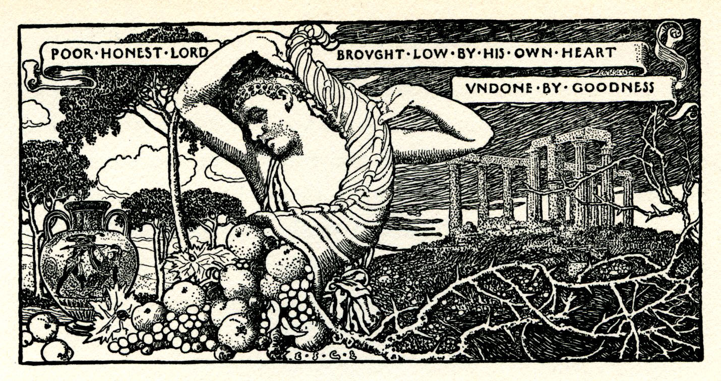 Elizabeth Shippen Green, black and white chapter header illustration from Tales from Shakespeare. 1922.