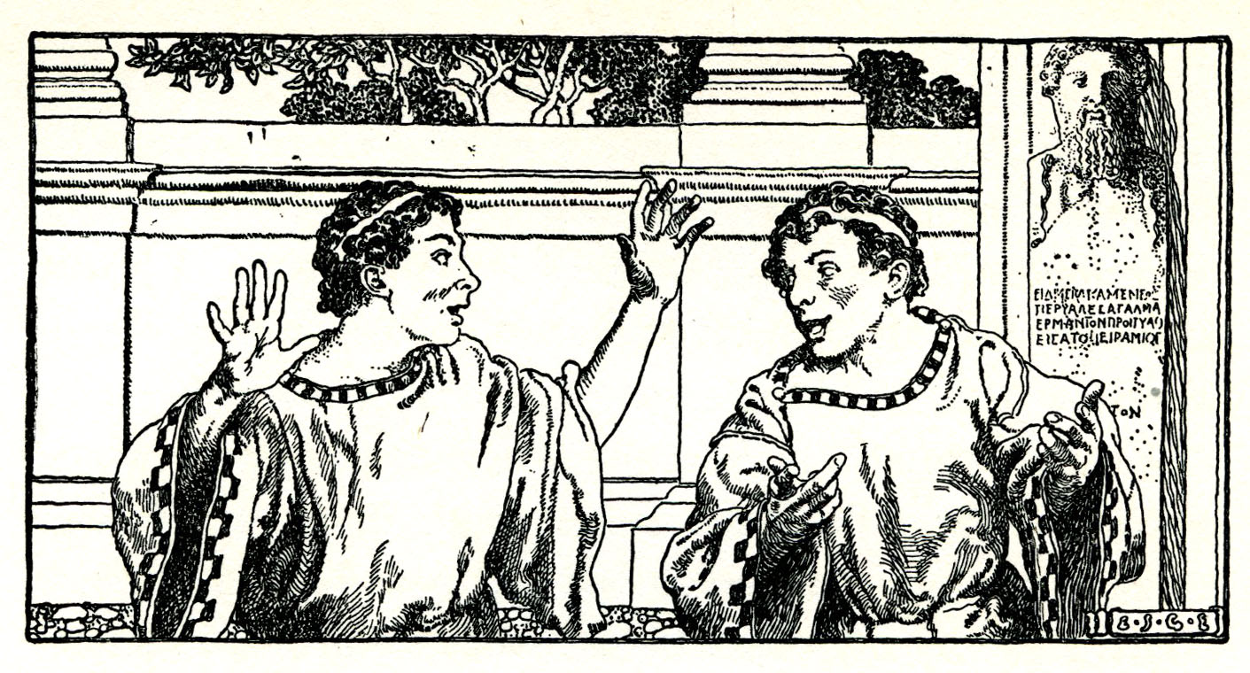 Elizabeth Shippen Green, black and white chapter header illustration from Tales from Shakespeare. 1922.