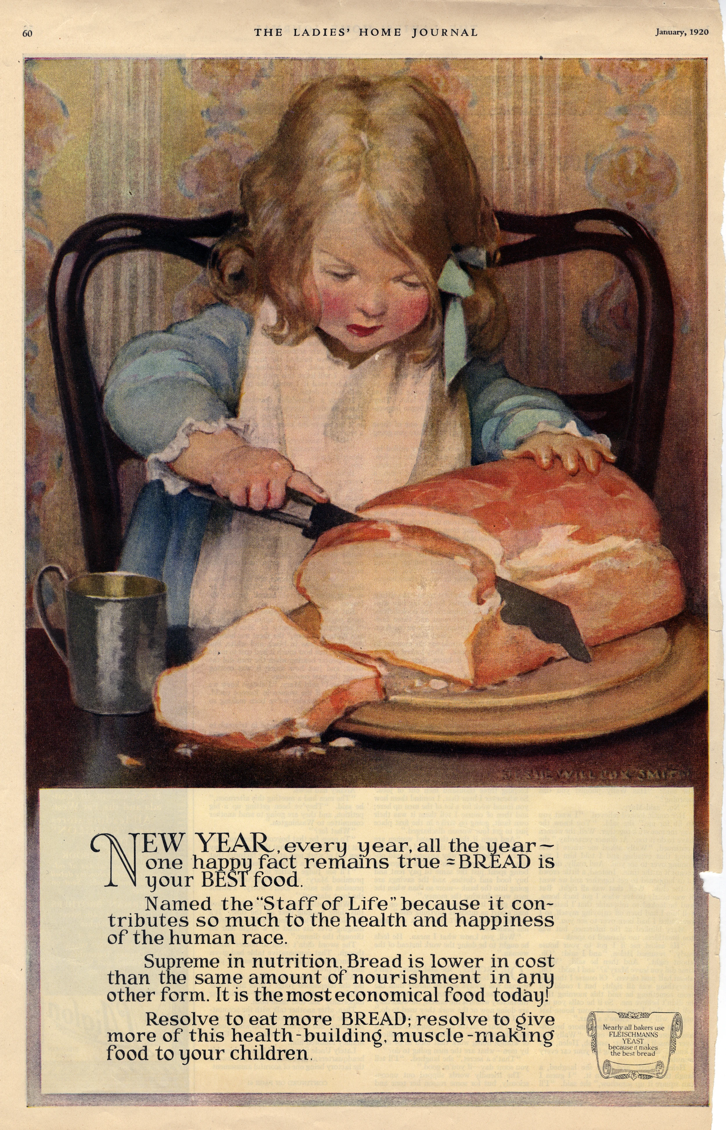 Jessie Wilcox Smith, print advertisement for Fleischmann's Yeast in the Ladies Home Journal . January 1920.