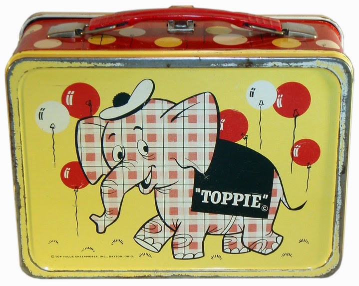 Toppie on a lunchbox. From an appreciation of Top Value ads, here .