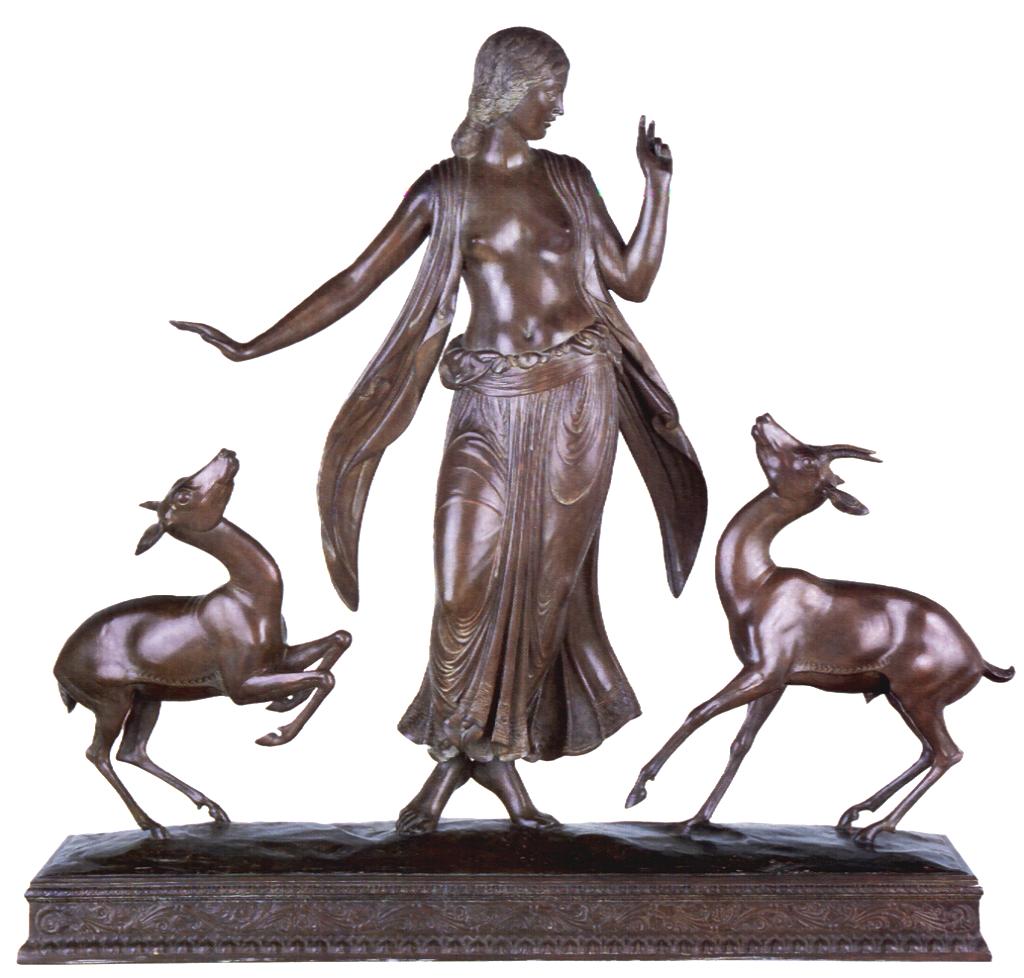 Paul Manship, Dancer and Gazelles , 1916. At the Smithsonian Institution. A three-dimensional ensemble, with a very strong 2-dimensional profile. 