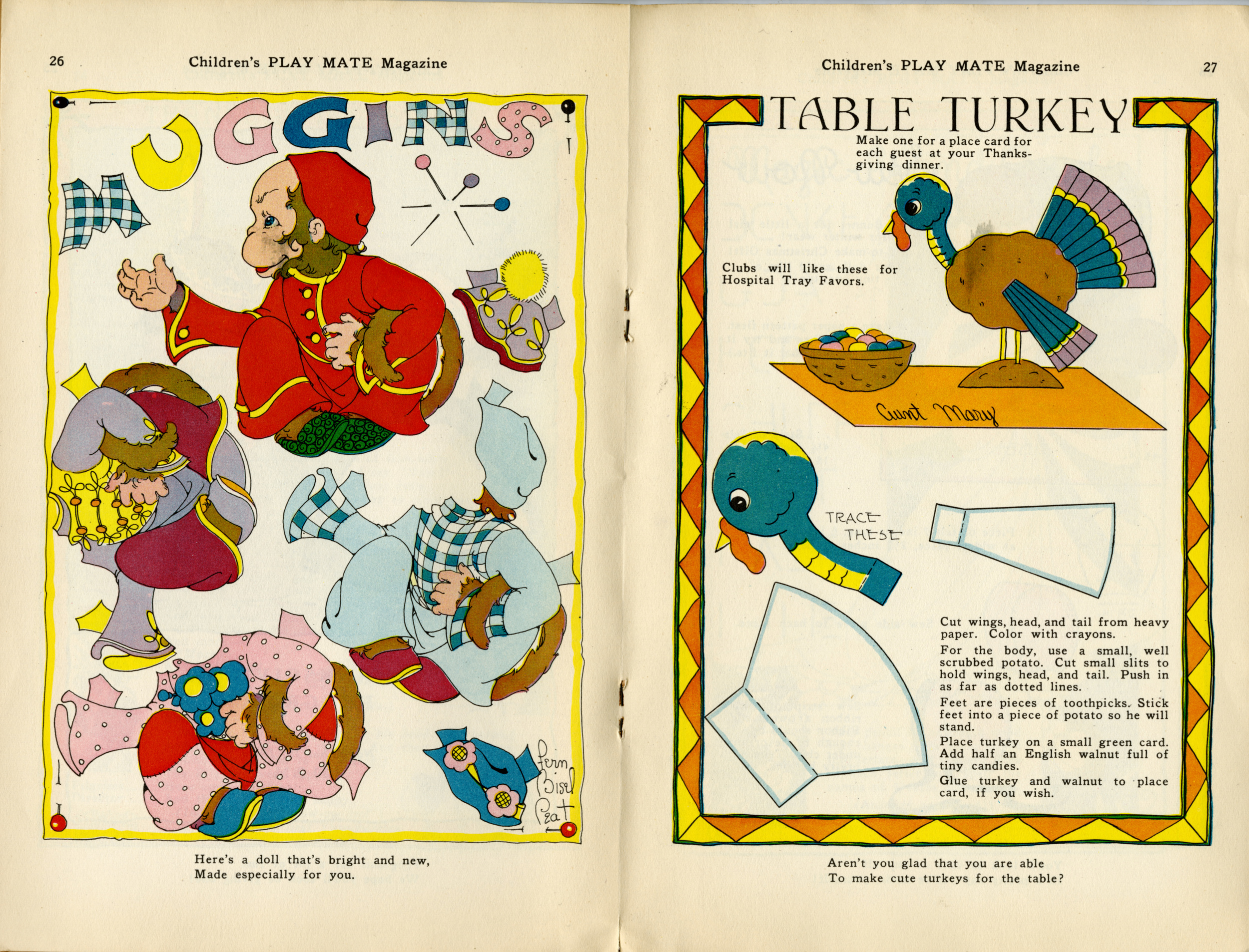 Fern Bisel Peat, paper cutout illustrations, Playmate . November 1948 . 
