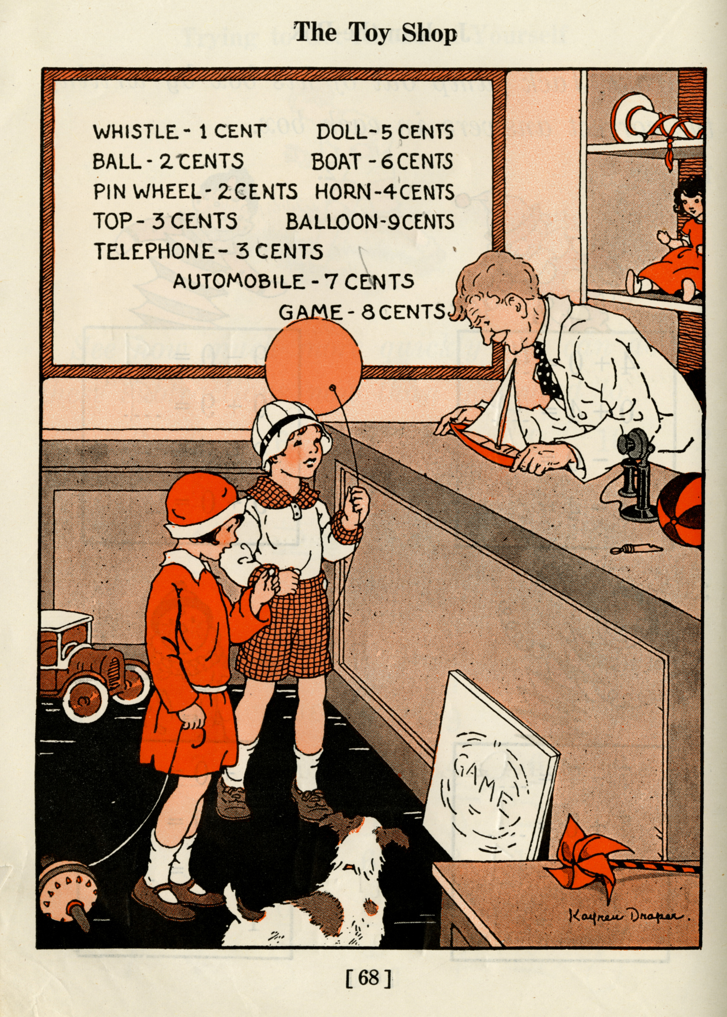 Kay Draper, The Toy Shop , from The Alpha Individual Arithmetics , Book One, Part II. Ginn and Company, 1929.