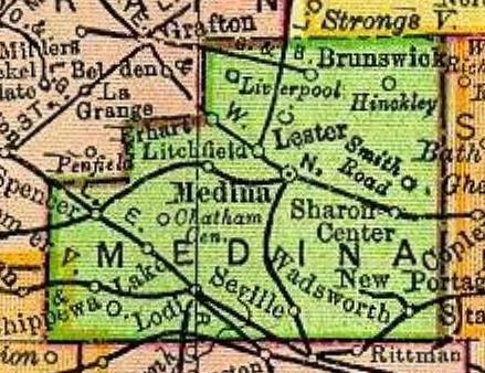 Medina County, Ohio. Note Seville, bottom center. 