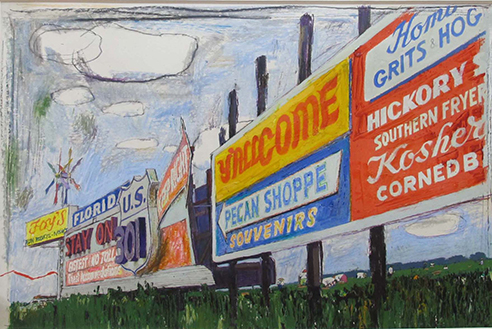 Austin Briggs, Highway Billboards with Cotton Pickers , illustration for “The Fast-changing South," written by George B. Leonard, Look , November 16, 1965.