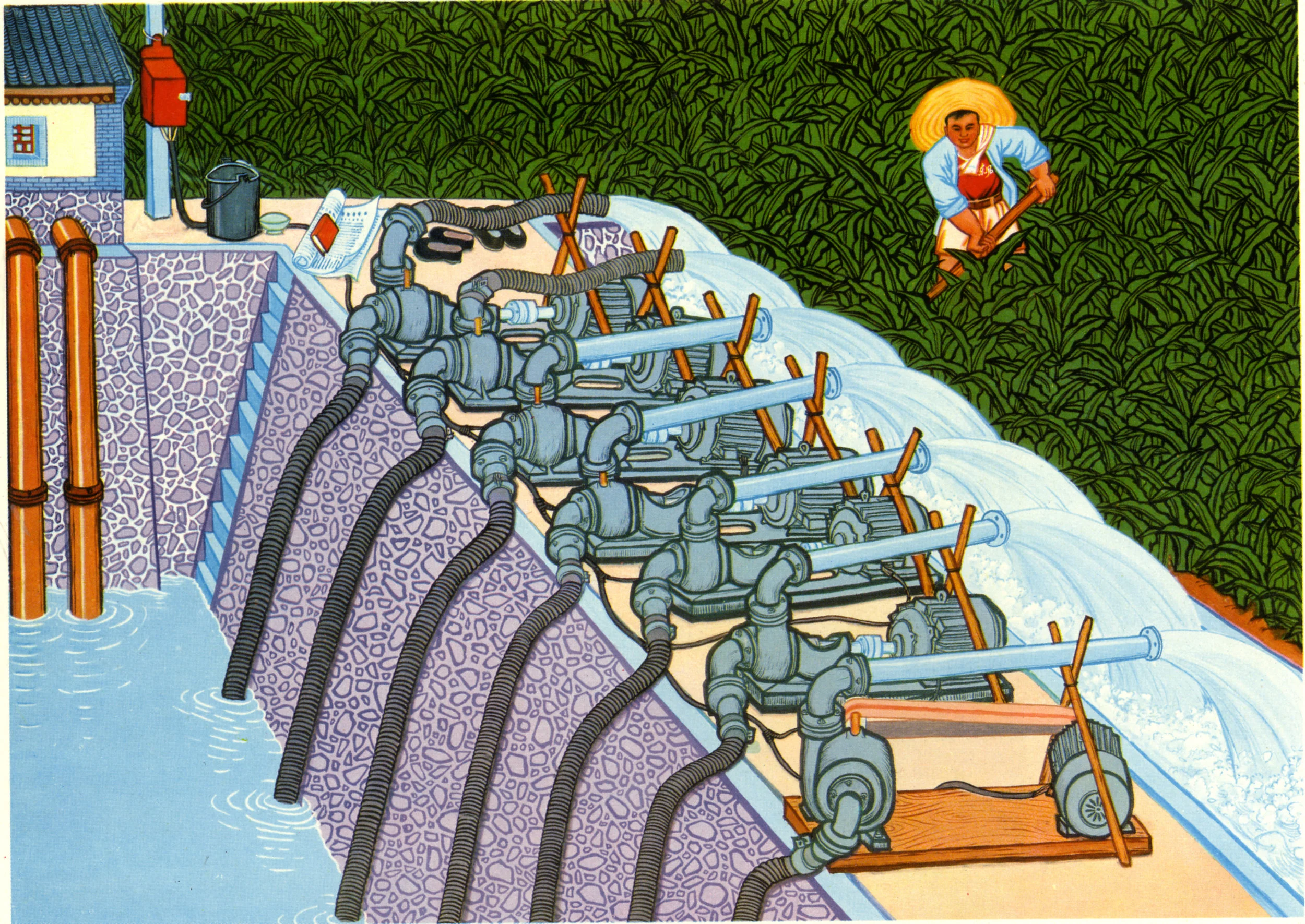 The Motor's Roar . Reproduced in Peasant Paintings from Huhsien County . 1974. 
