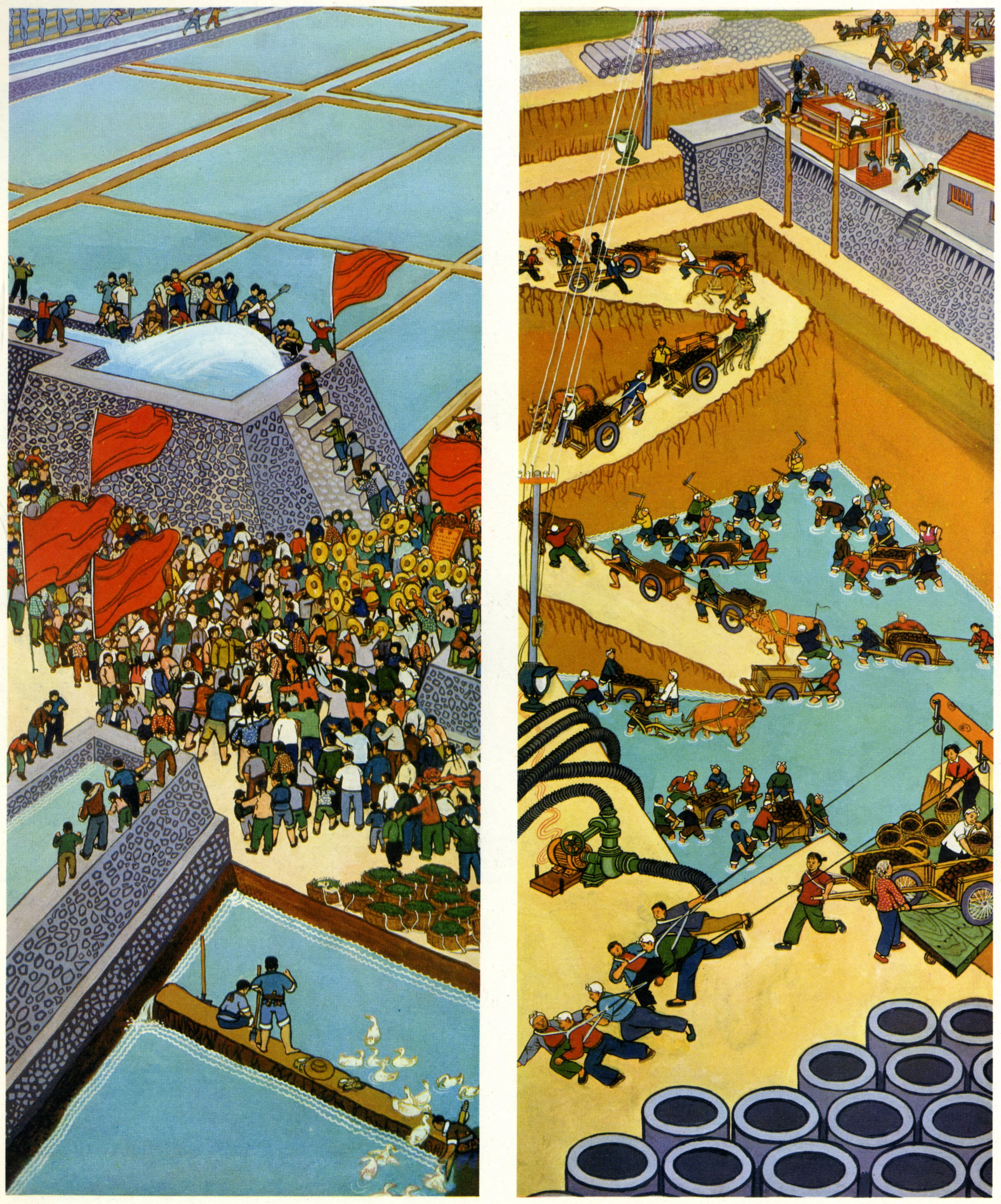 Foolish Old Men . Reproduced in Peasant Paintings from Huhsien County . 1974. 