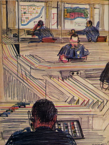 Robert Weaver, visual essay for undated issue of New York Magazine , about a then-new electronic dispatch system. Circa 1970. Also saw these tear sheets on Wednesday. 