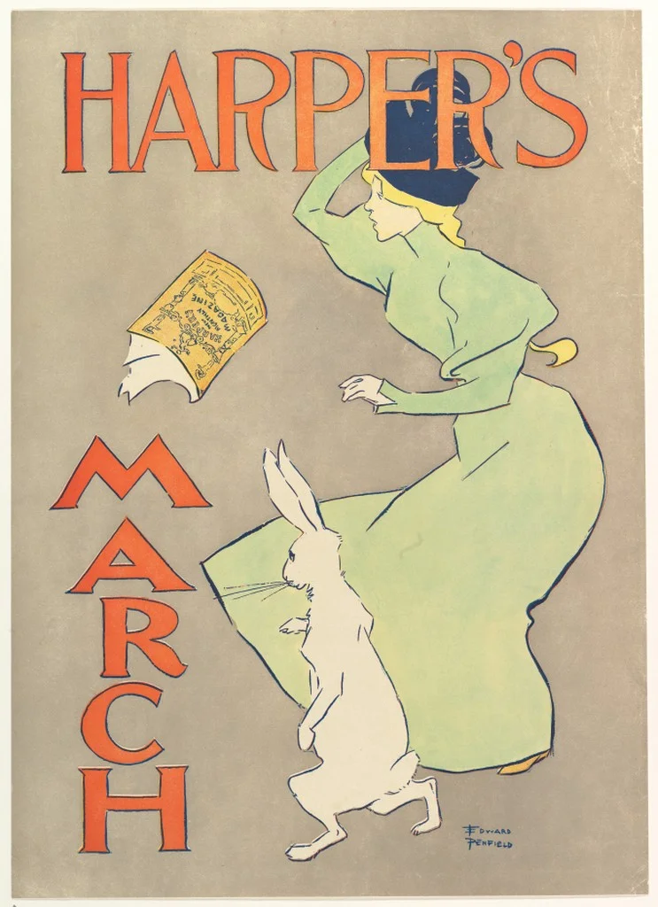 Edward Penfield, poster advertising Harpers Magazine, March 1895. Lithograph.
