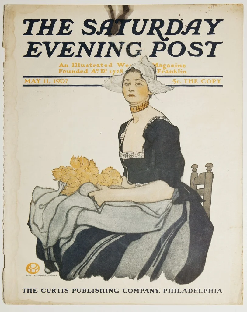 Edward Penfield, Dutch Girl cover illustration, Saturday Evening Post, May 11, 1907.