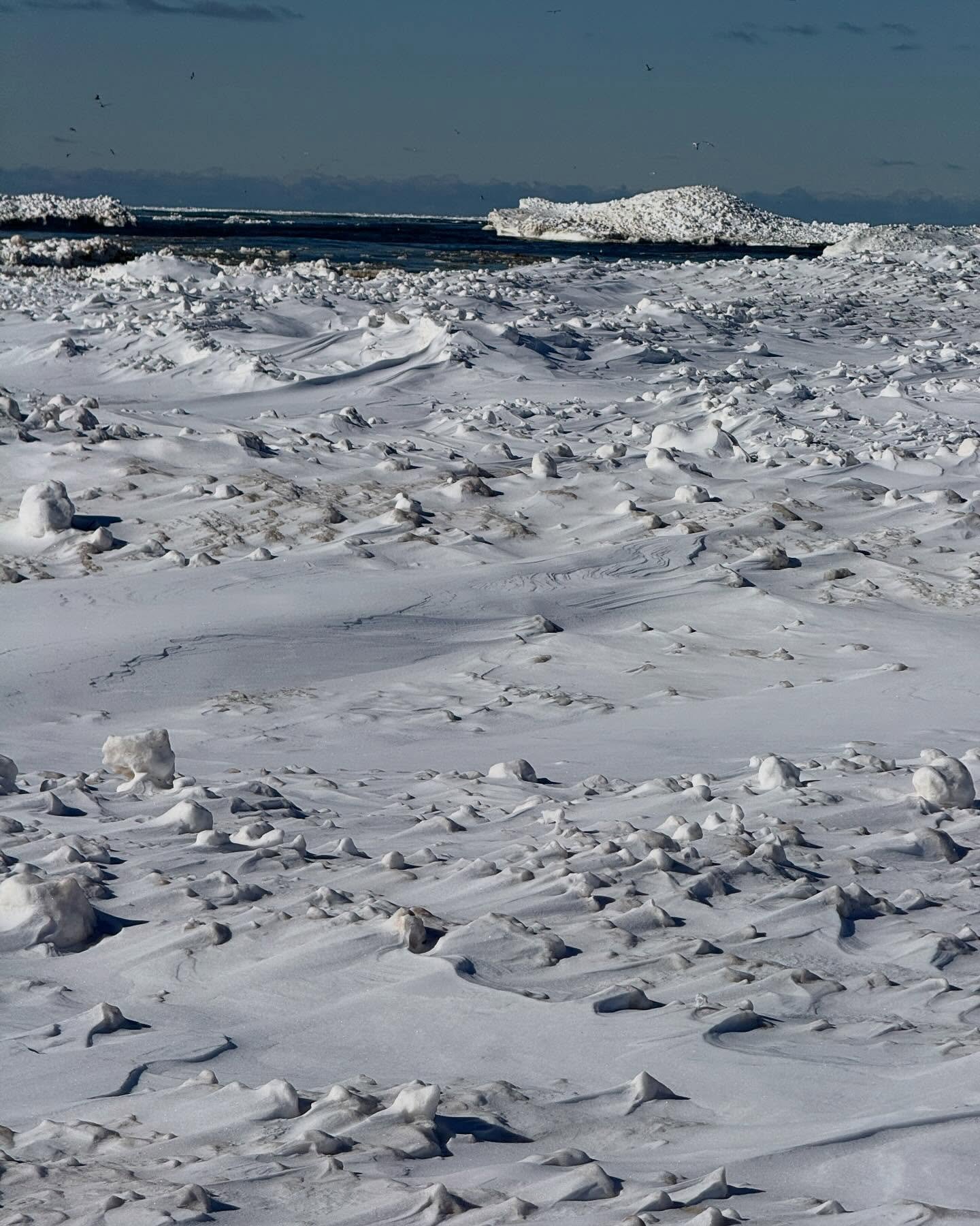 And now for something completely different: the eastern shore of Lake Michigan, winter 2026 (1 of 4). Snow and ice encroach on the water.