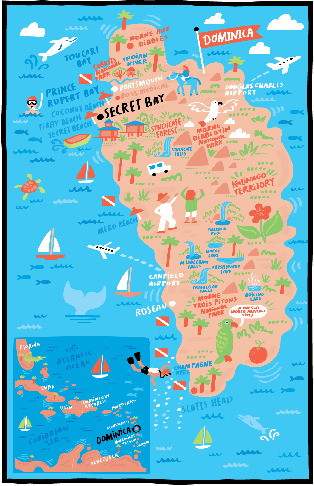 Illustrated Map of Dominica