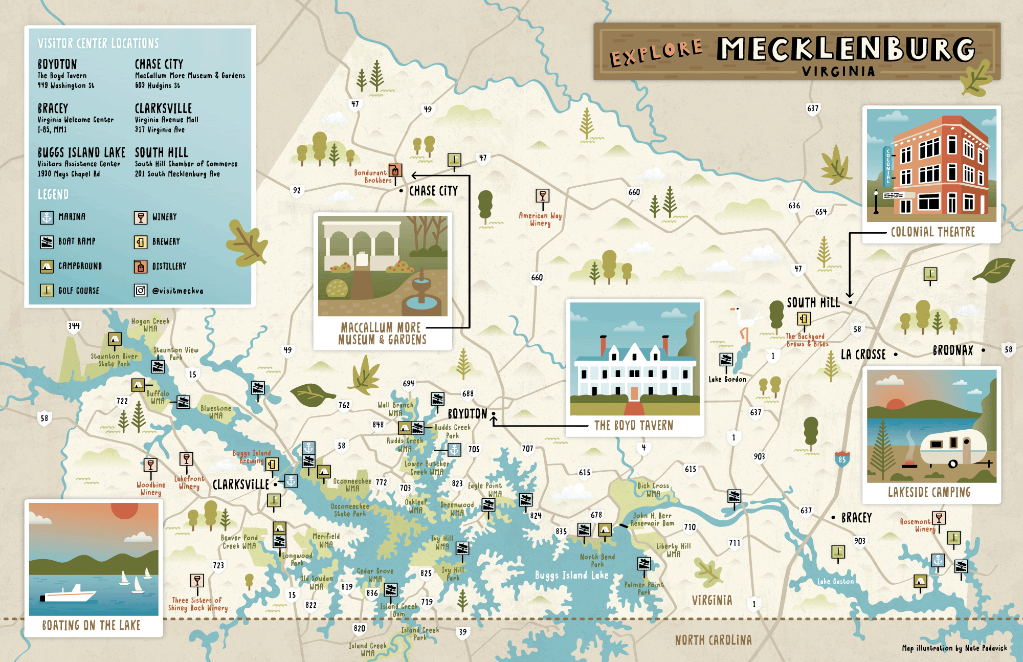  Illustrated map of Mecklenburg County Virginia by Nate Padavick 