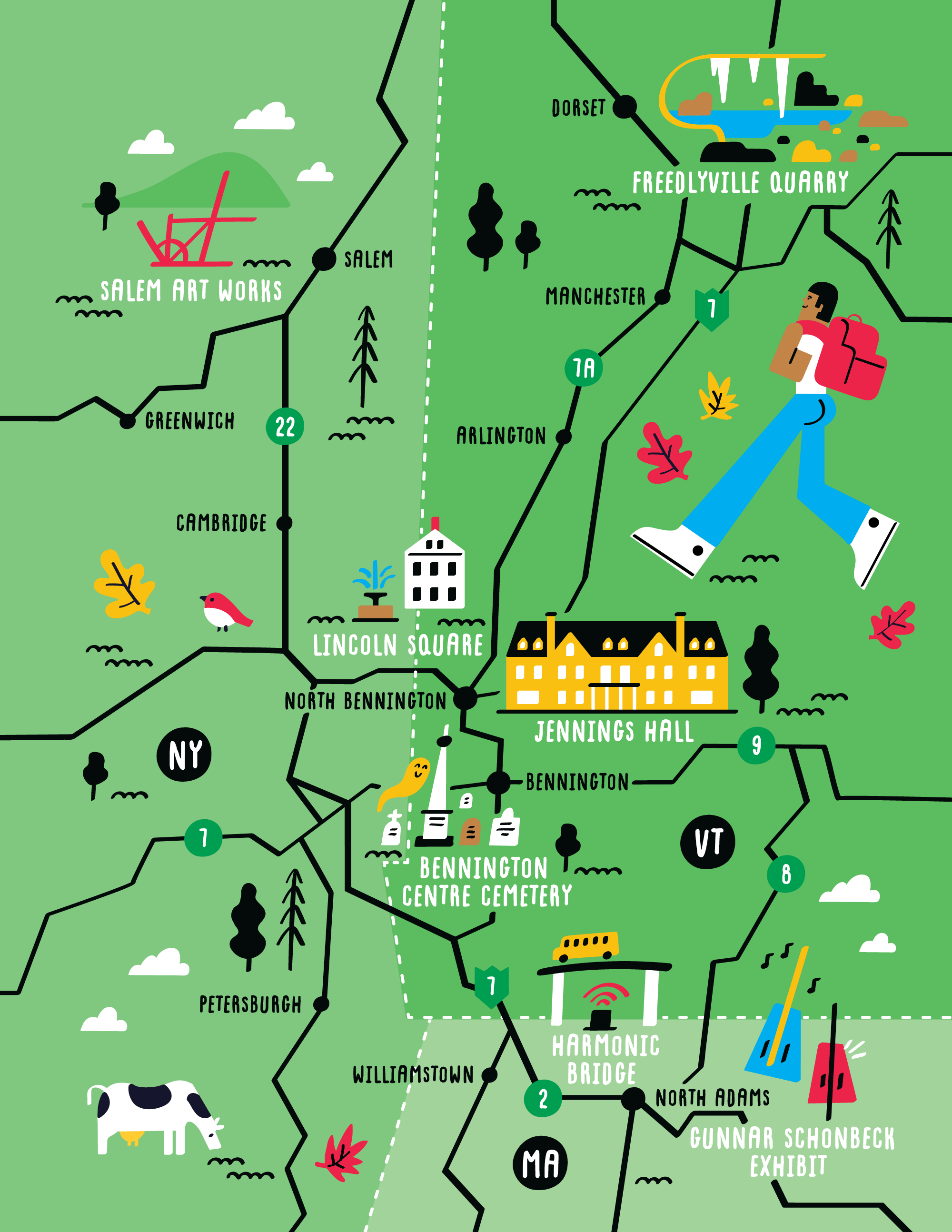  Illustrated map of Bennington Vermont by Nate Padavick 