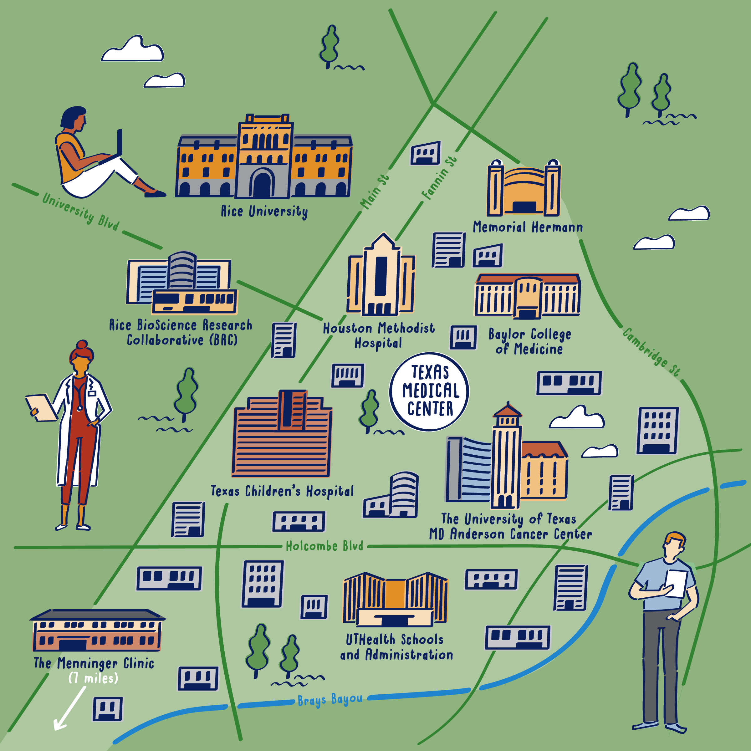  Illustrated map of Fort Worth Texas Medical Center by Nate Padavick 