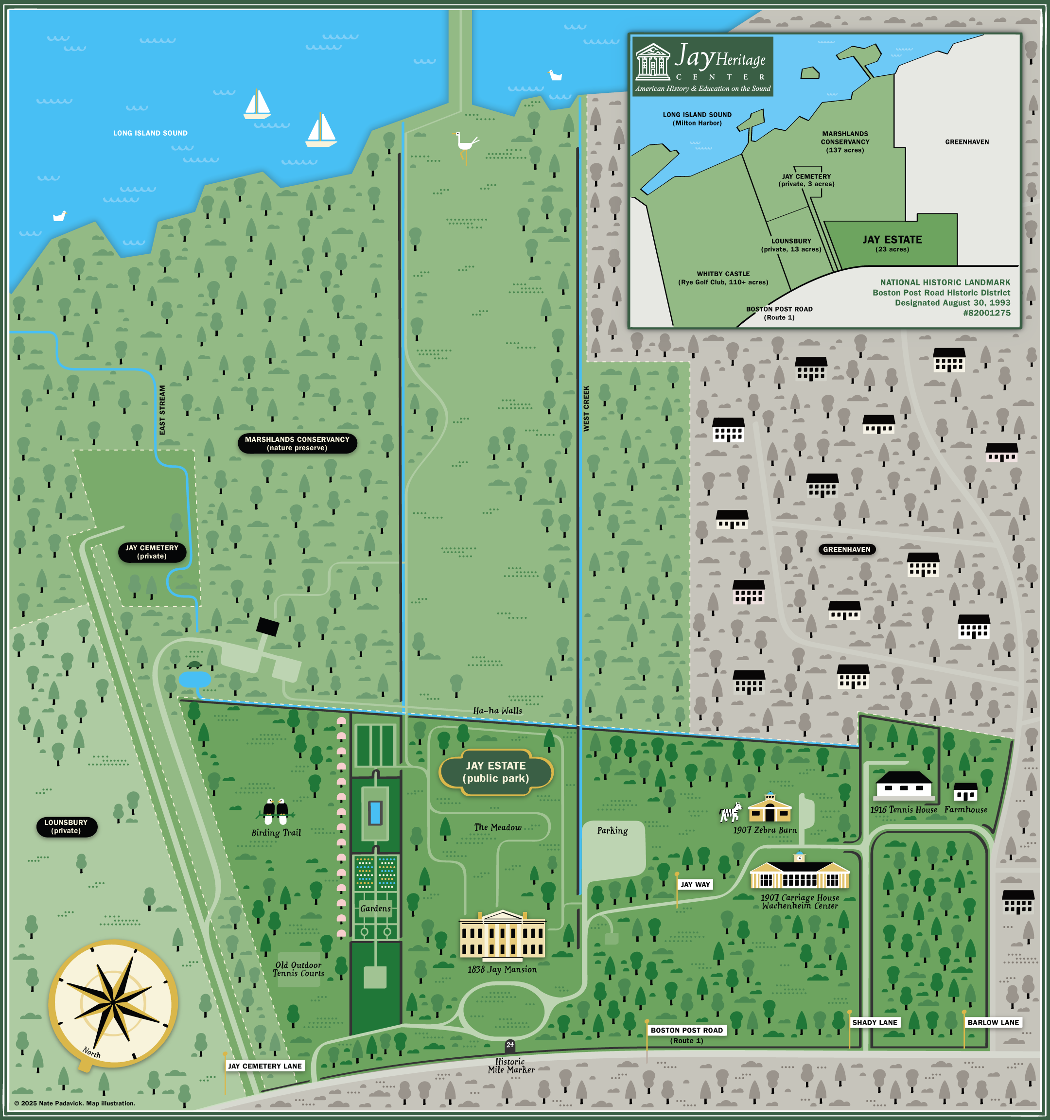  Illustrated map of the Jay Estate in Rye New York by Nate Padavick 