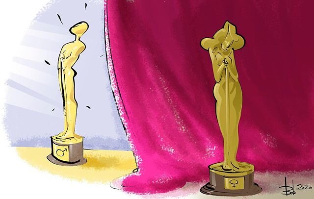 AND THE OSCAR GOES TO.... A MAN. #drawing #cartoon #oscar #oscars2020