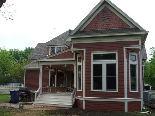  After, exterior, formal living room addition. 