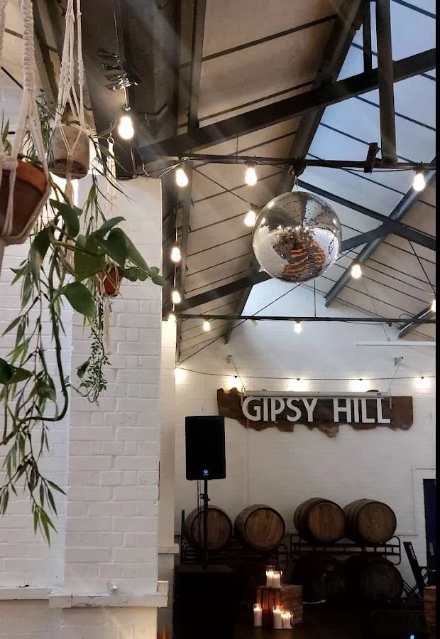 Mirror Ball Hanging at Gipsy Hill Brewery Dita Rosted Events Decor Prop Box Party Production.JPG