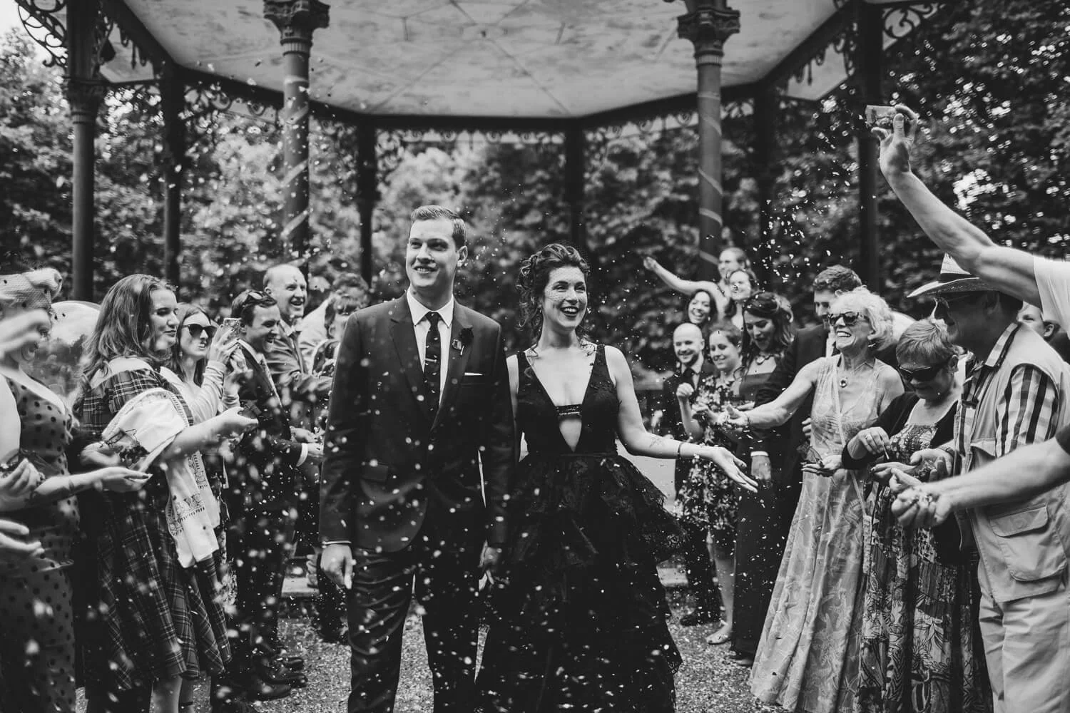 Non-traditional wedding, black wedding dress, Gothic bride, Summer London wedding, We did it, Just married