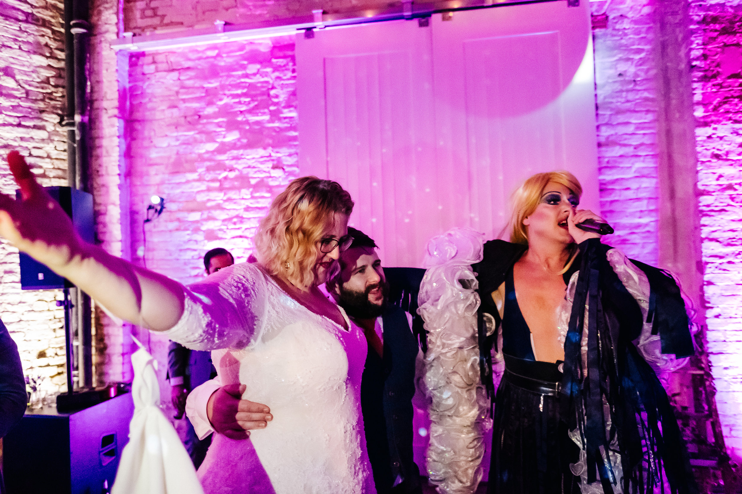 Quirky Venue, Non-traditional wedding planner, London Wedding coordination, Event Bar, Bespoke weddings, Brixton East 1871 Wedding, Airstream, informal, Stylish, Drag Queen