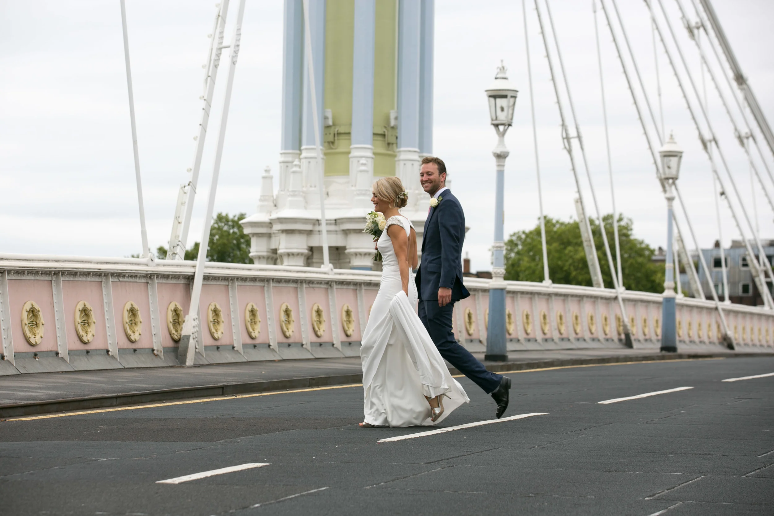 Non-traditional Wedding Planner, London Wedding Coordination, Bespoke weddings, Battersea Park Wedding, Informal, Albert Bridge, Wedding Couple, London Wedding, Iconic London, Dita Rosted Events