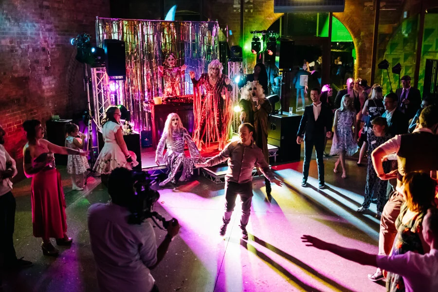 Copy of Warehouse Wedding Venue, Non-traditional London Wedding Planner, Wedding Coordination, Drag Show Wedding, Bespoke, Modern Gay Wedding, Informal, Event Planning, Unconventional, Event Produc...