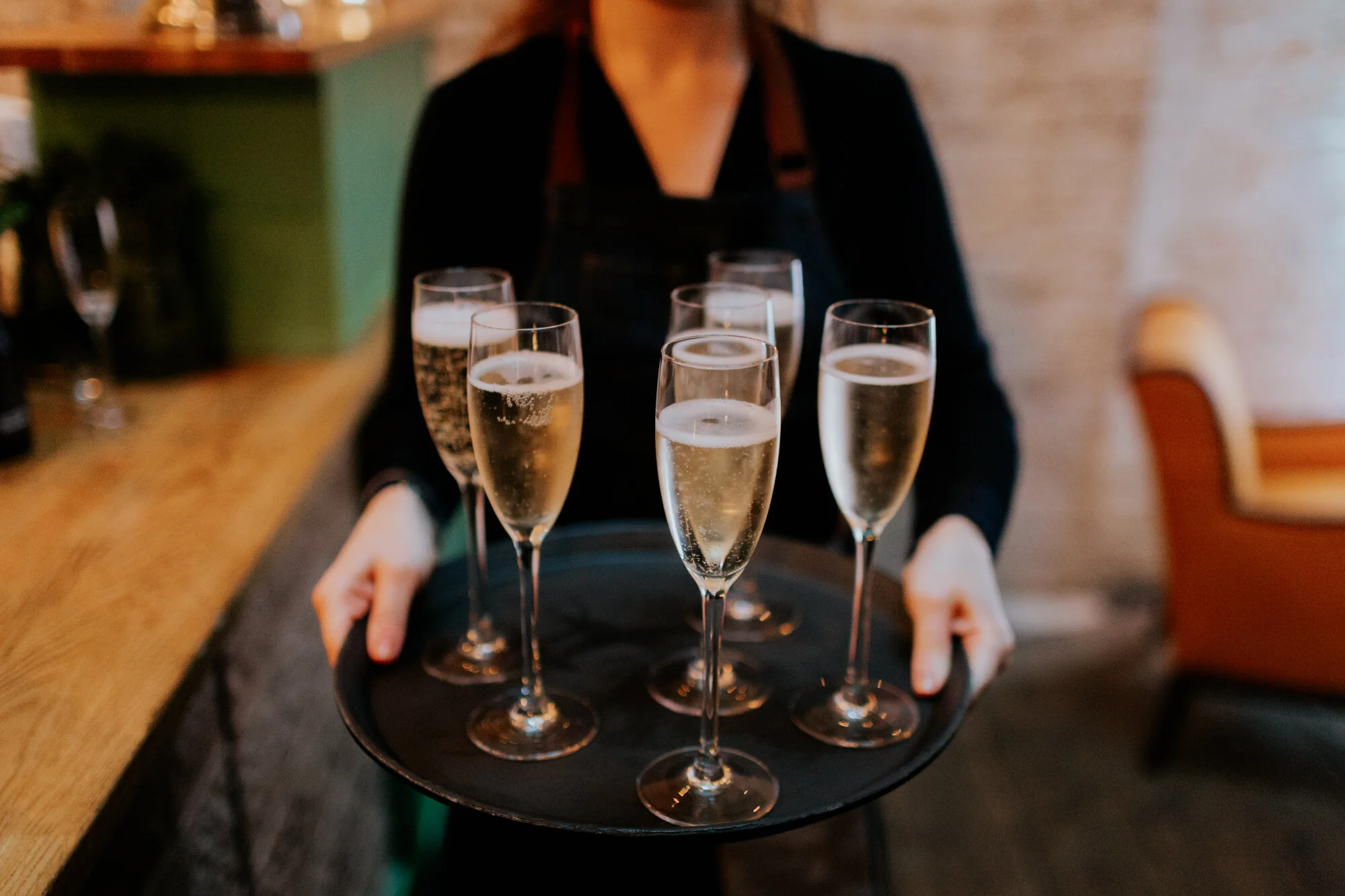 Dita Rosted Events Drinks Service Champagne on tray London Events & Weddings