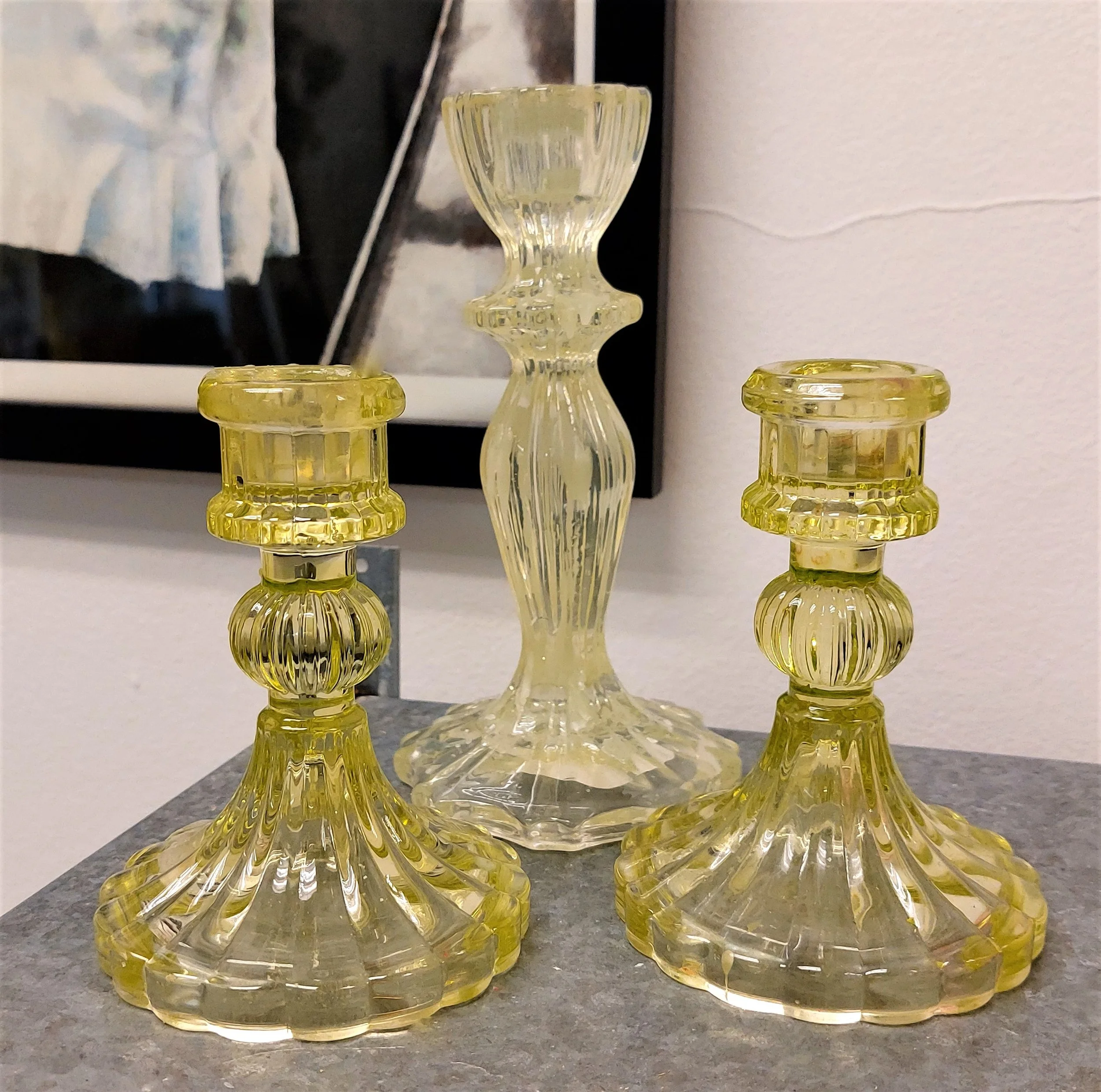 Green Glass Tapered Candle Stick Holders Mix Styles - Dita Rosted Events - London - Decor & Styling.jpg