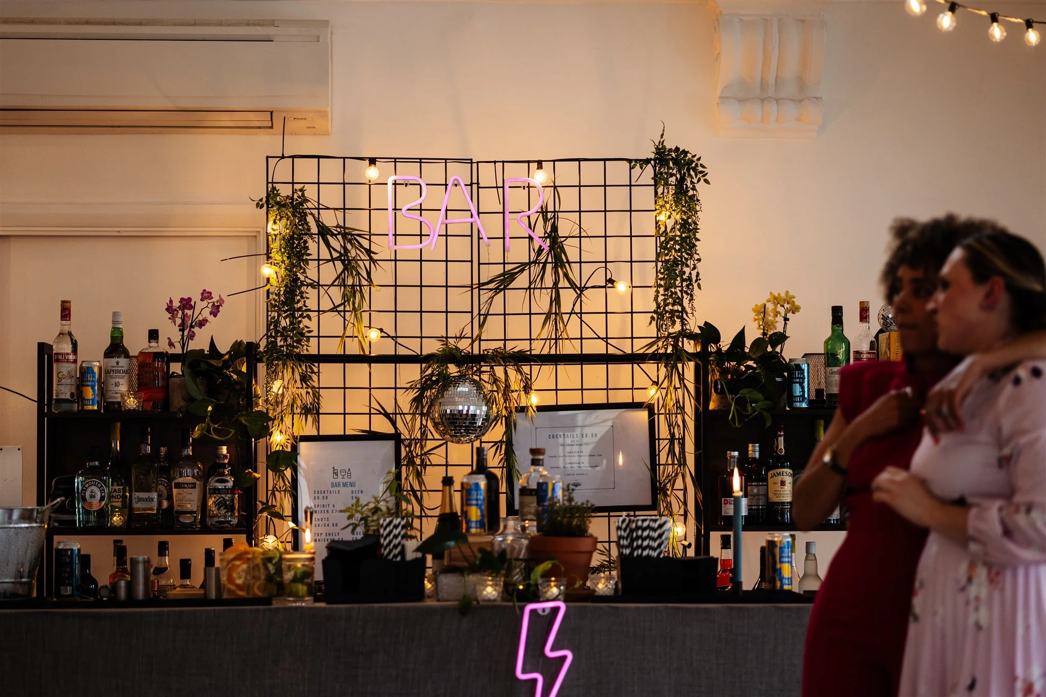Dita Rosted Events Mobile Bar Set Up - London Events Creative Modern Vintage Styling Wedding Party Vibes - Neon Lighting Mirror Ball Mesh.jpg
