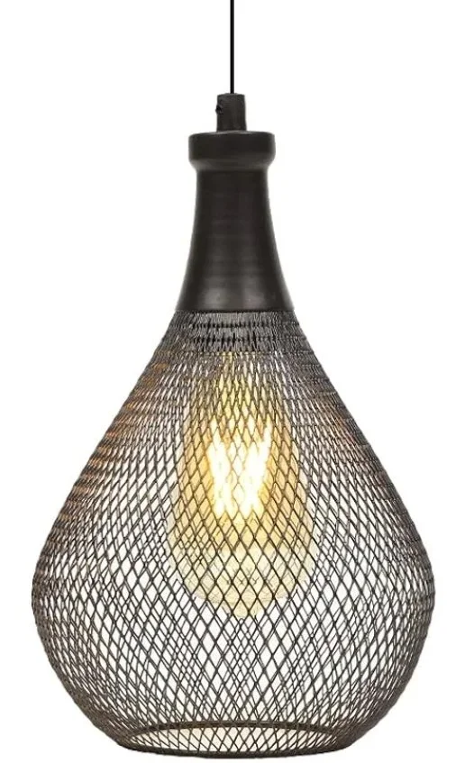 Wire Cage Pendant Lamps w Filament Bulb