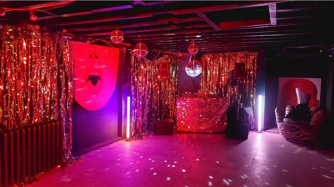 DitaRostedEvents Production The Roost Mirror Ball Glitter Curtain Party Vibes DJ Kit Set Up .jpg