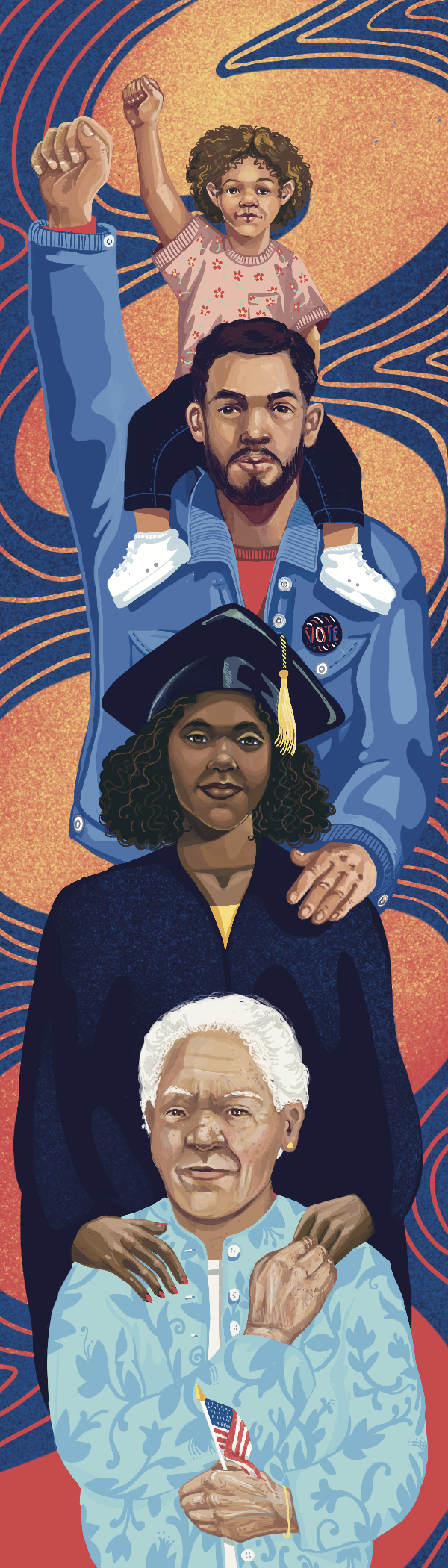  “Systemic Equality” bookmark Illustration for the American Civil Liberties Union Systemic Equality Campaign  2021 