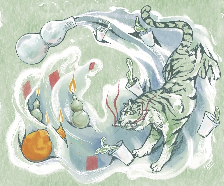  “Year of the Tiger Wish”  Illustration for Wing on Wo &amp; Co’s Artist Line showcasing the Gourd Set  Commissioned by Wing on Wo  2022 