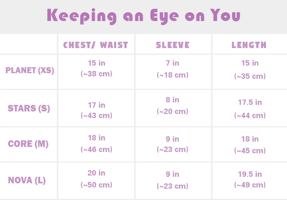 Keeping an Eye on you size chart.
