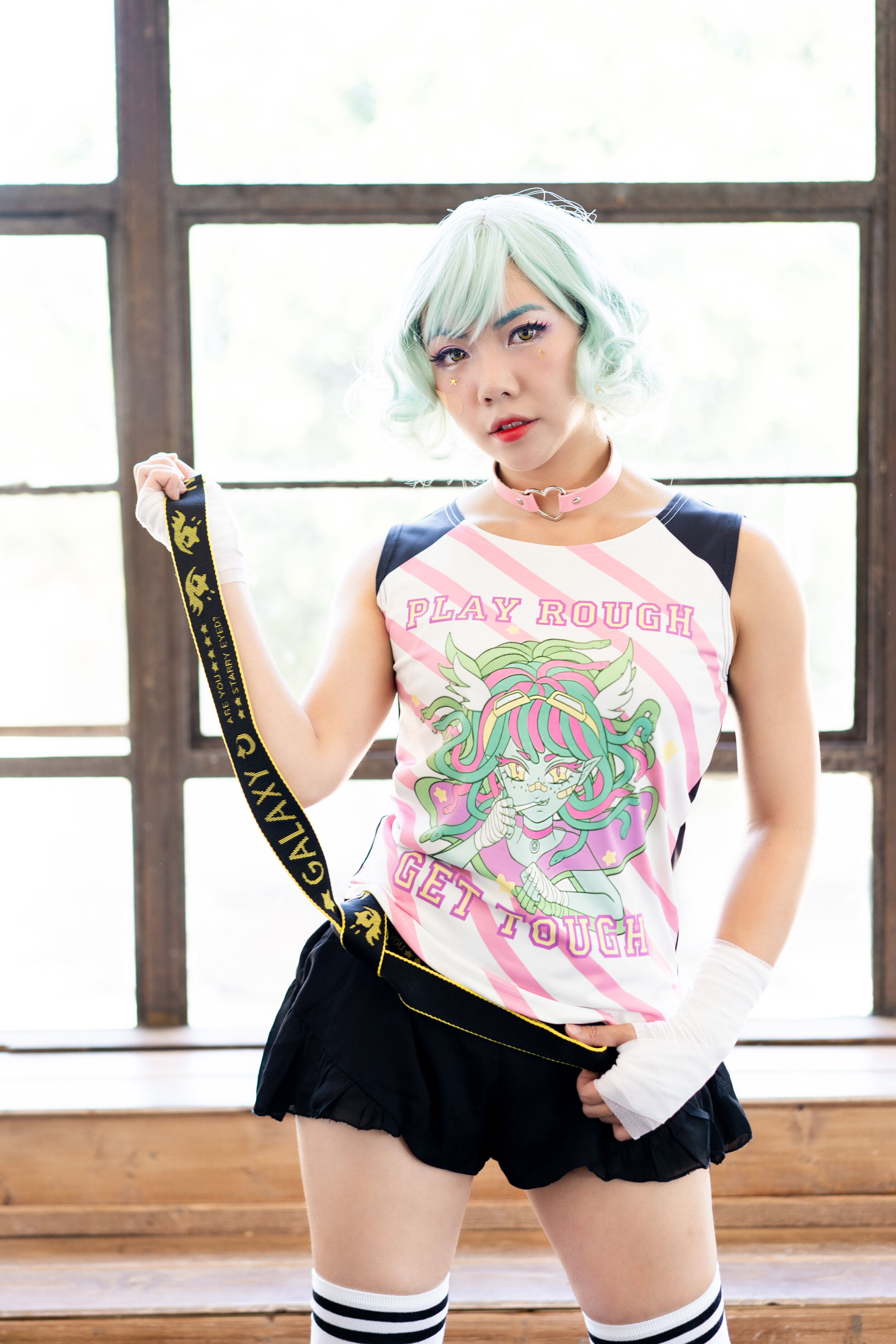 [Black] Medusa Play Rough Get Tough Sports Shirt