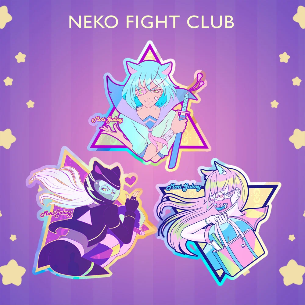 Trio neko fight club sticker