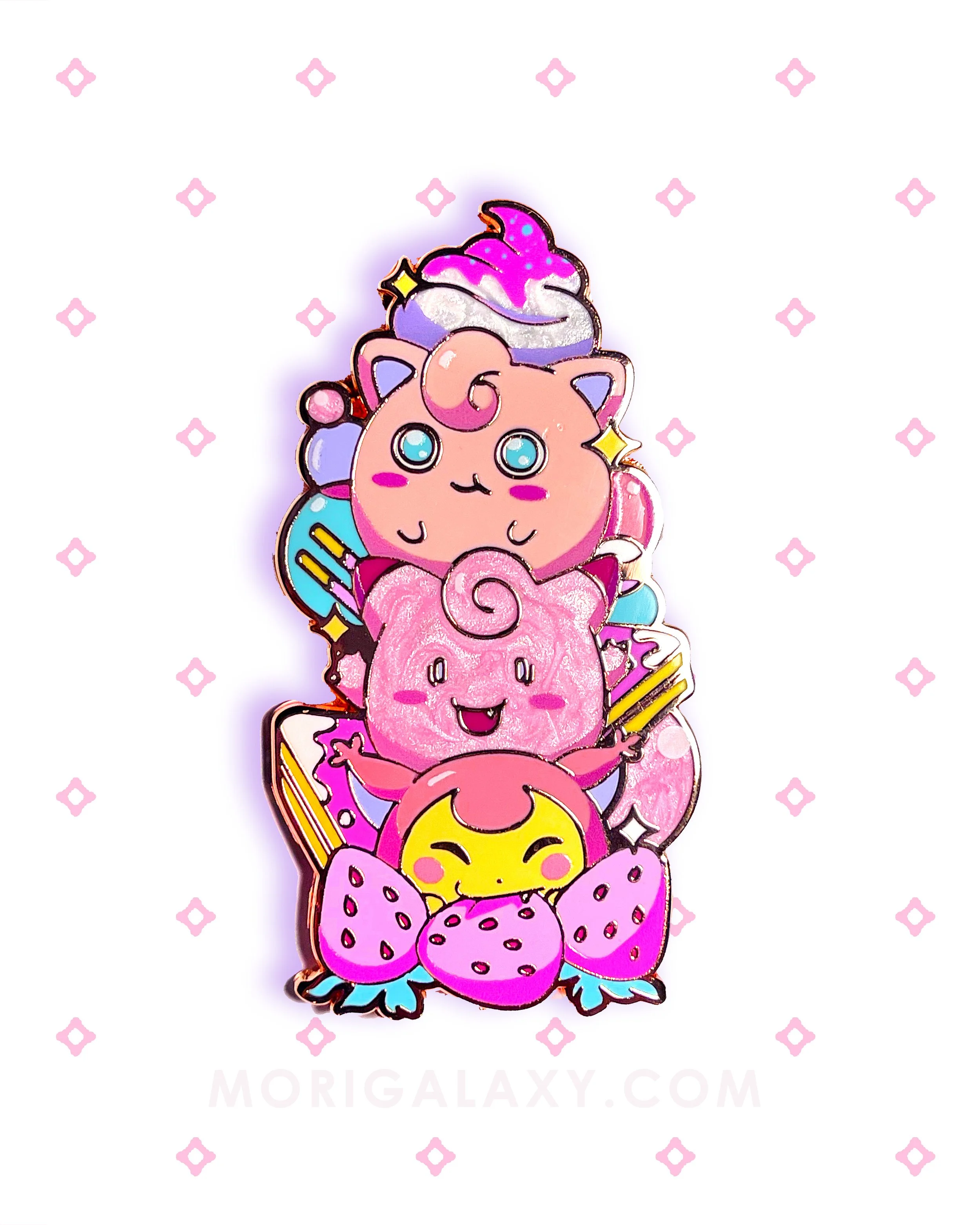 Dessert PKMN Enamel Pins: Strawberry Puff Cake