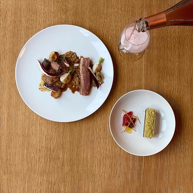 4. Aged Duck with Einkorn, Tardivo, Turnips, Lady Apples &amp; Other Stuff.

5. Chocolate Cremeux with Bay Leaf, P.X. Sherry, Blood Orange &amp; Pistachio.
.
.
.
#valentinesday #tastingmenu #spreadthelove #youlooknice @thefinchnyc @fifisimport @gabem