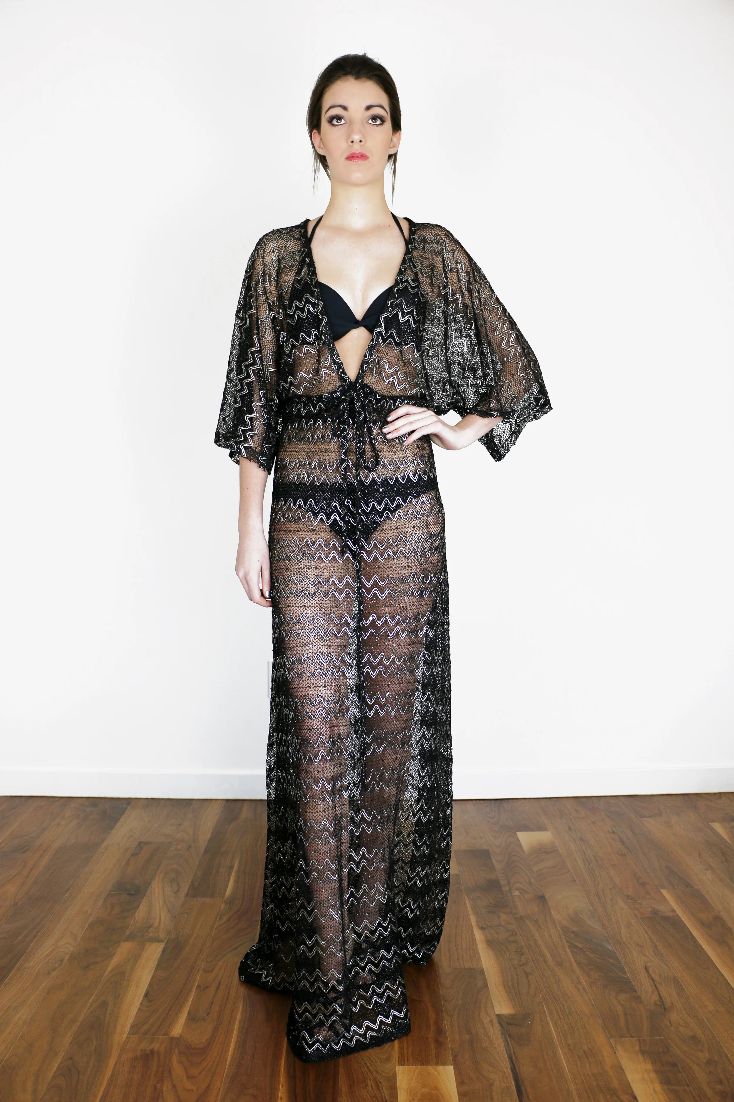 Black and Gold Mesh Cover up