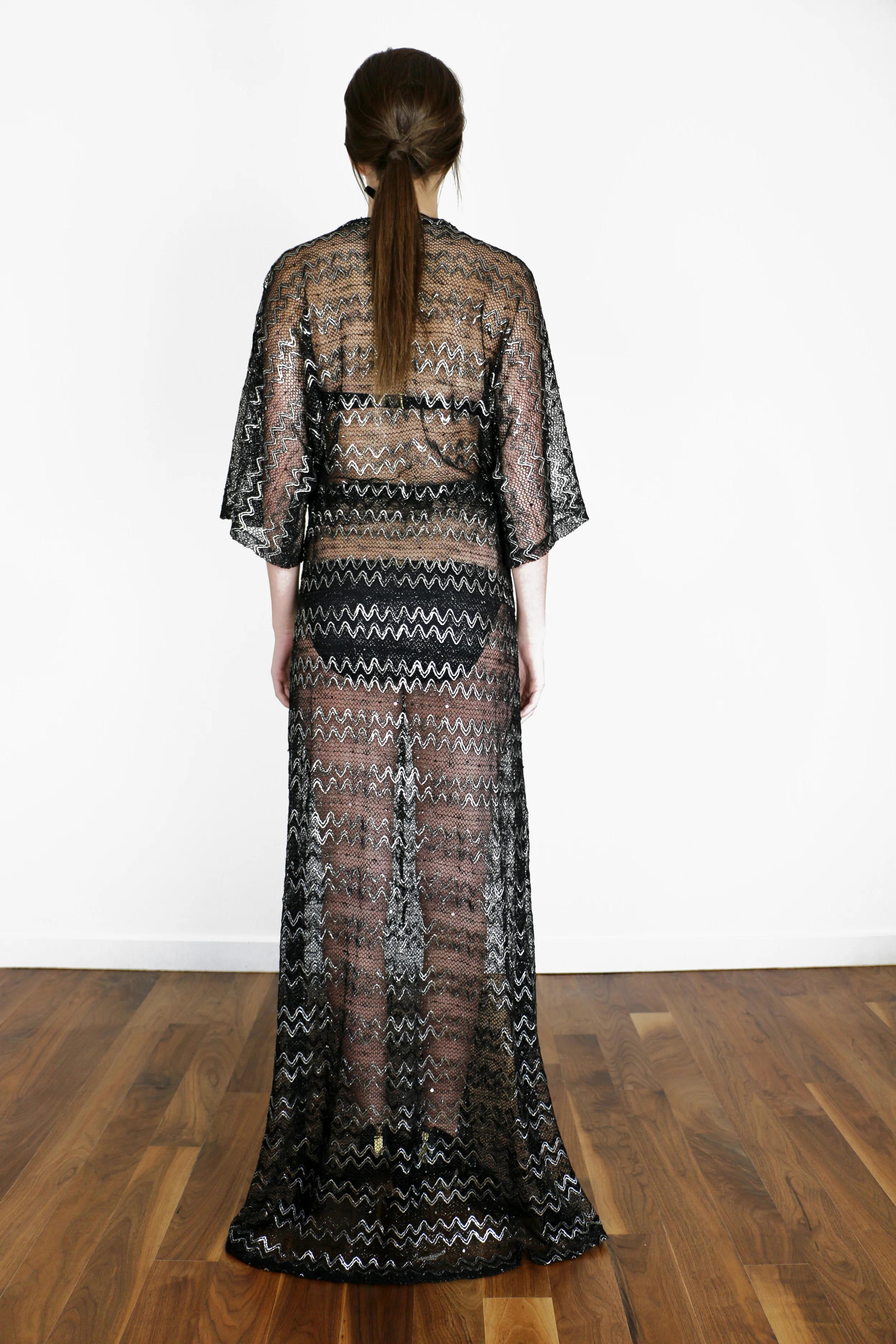 Black and Gold Mesh Cover-up 