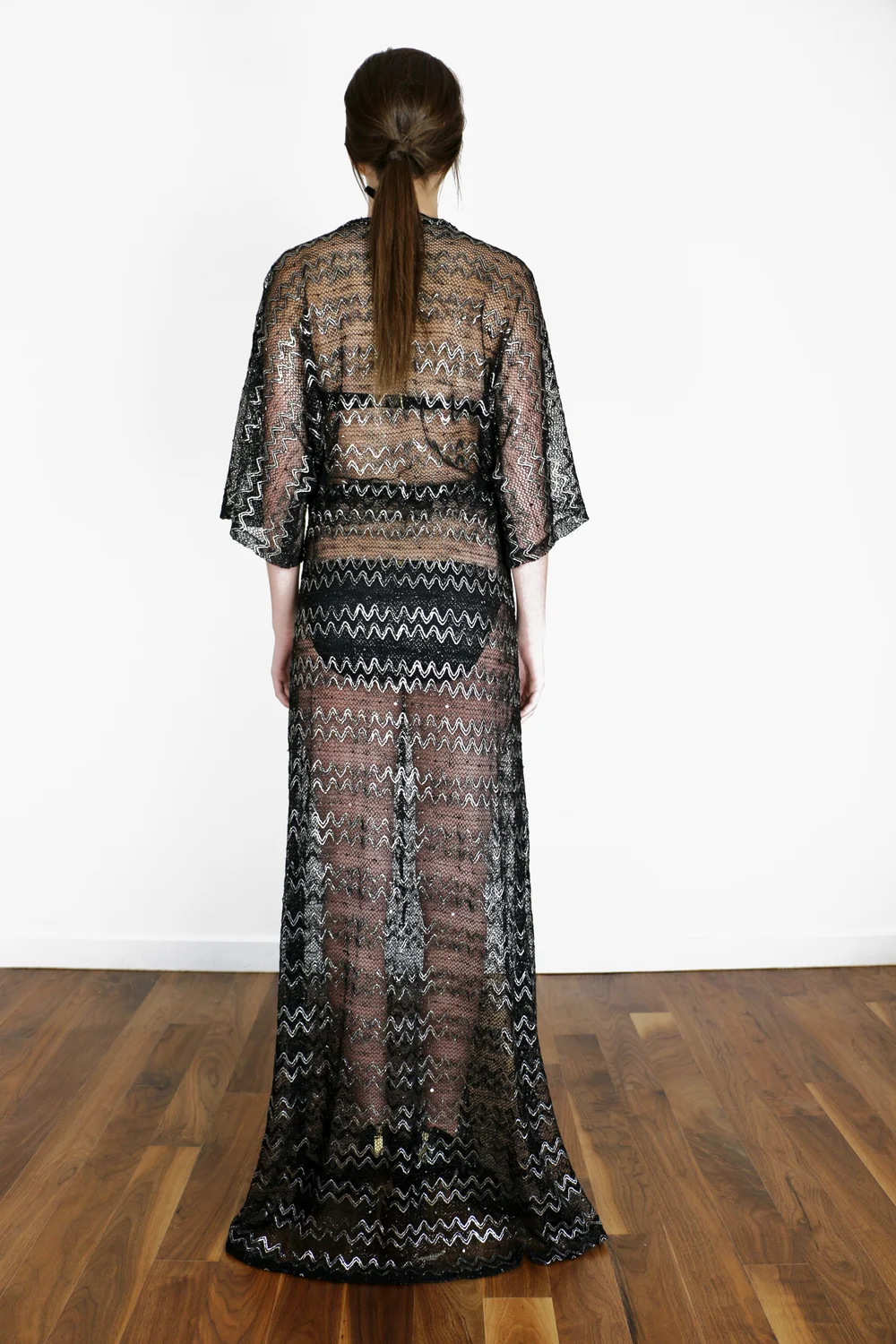 Black and Gold Mesh Cover-up  ALICIA JANESKO - CAFTANS AND RESORTWEAR