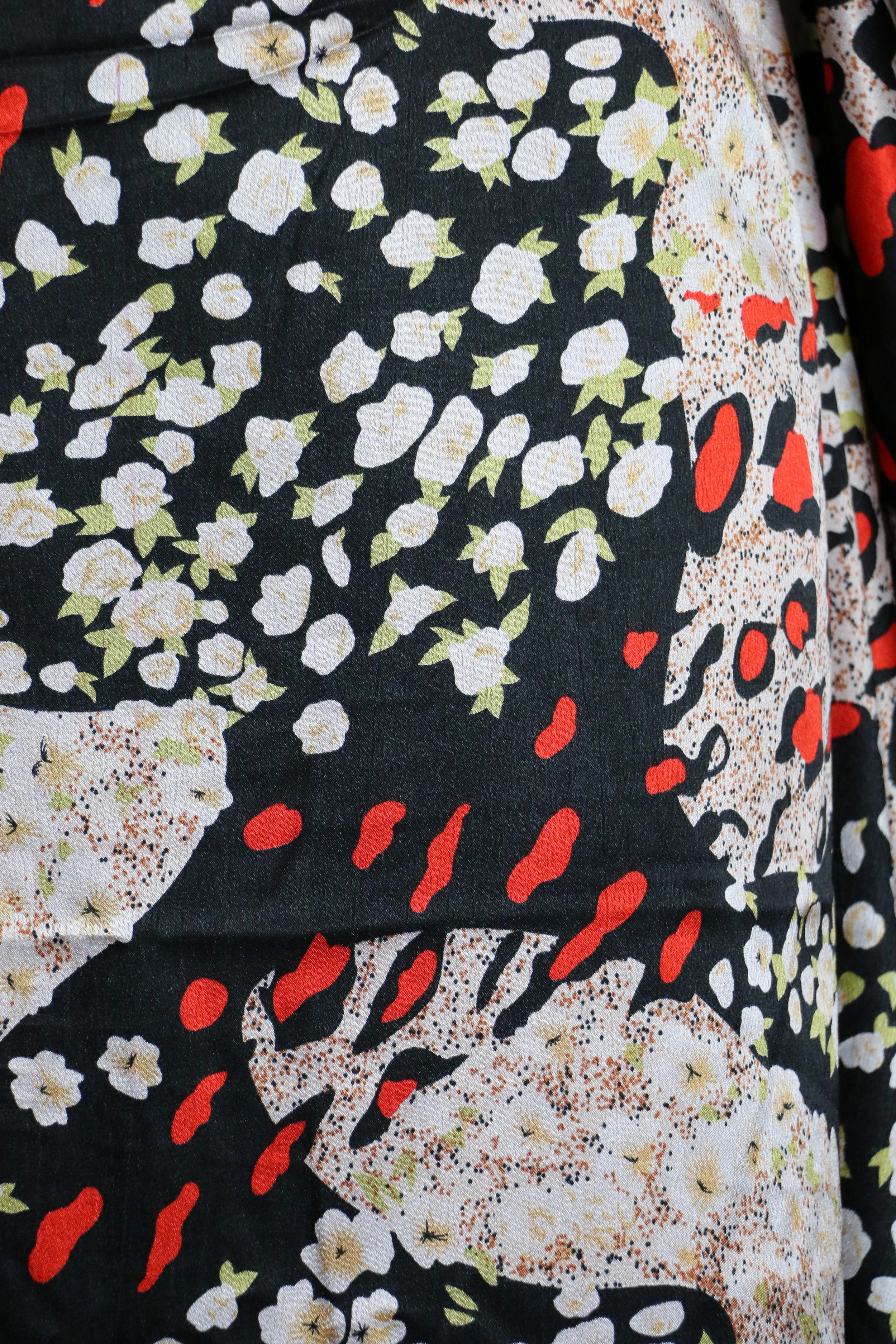 Black, Cream and Red Satin Caftan