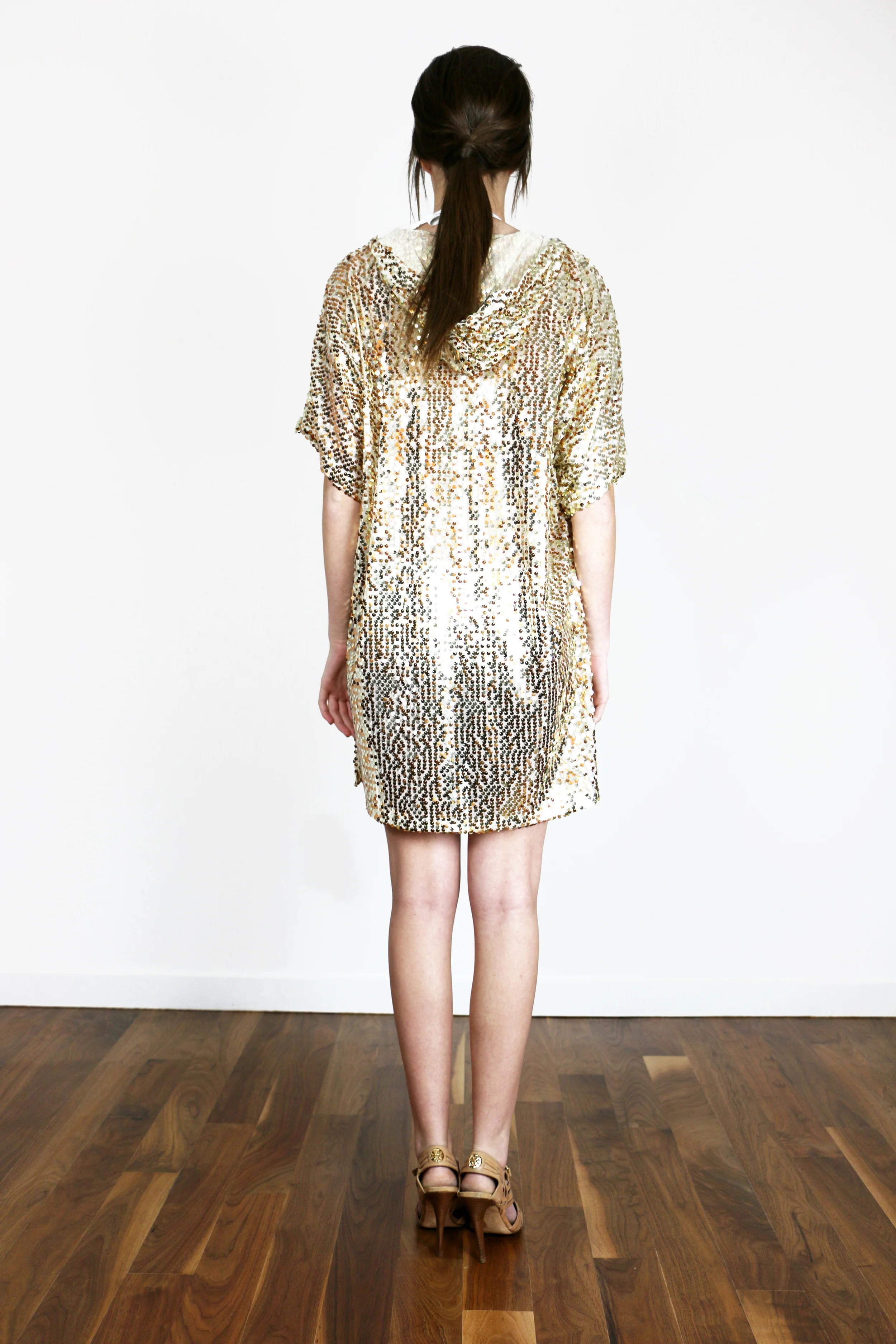 Gold Squins Cover-up with Hood 