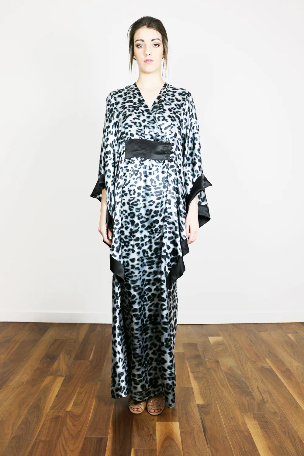 leopard print satin wrap dress Leopard Plus Satin Leopard Print Drape Wrap Shirt Dress