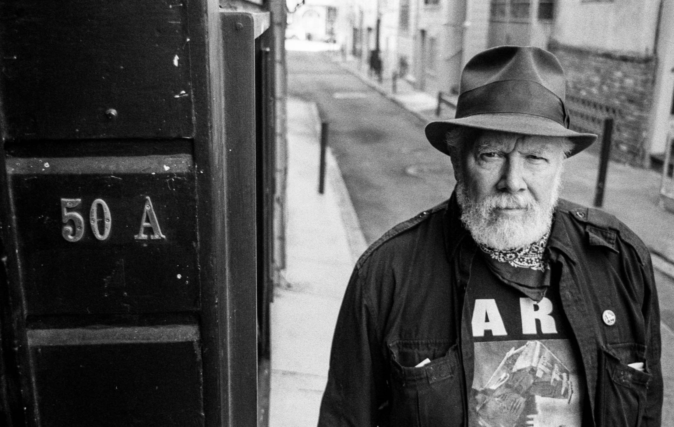 Winston Smith outside of his studio in San Francisco. 35mm film.