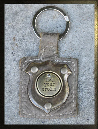 Square Leather Keychain (Beware of Artists, Black)