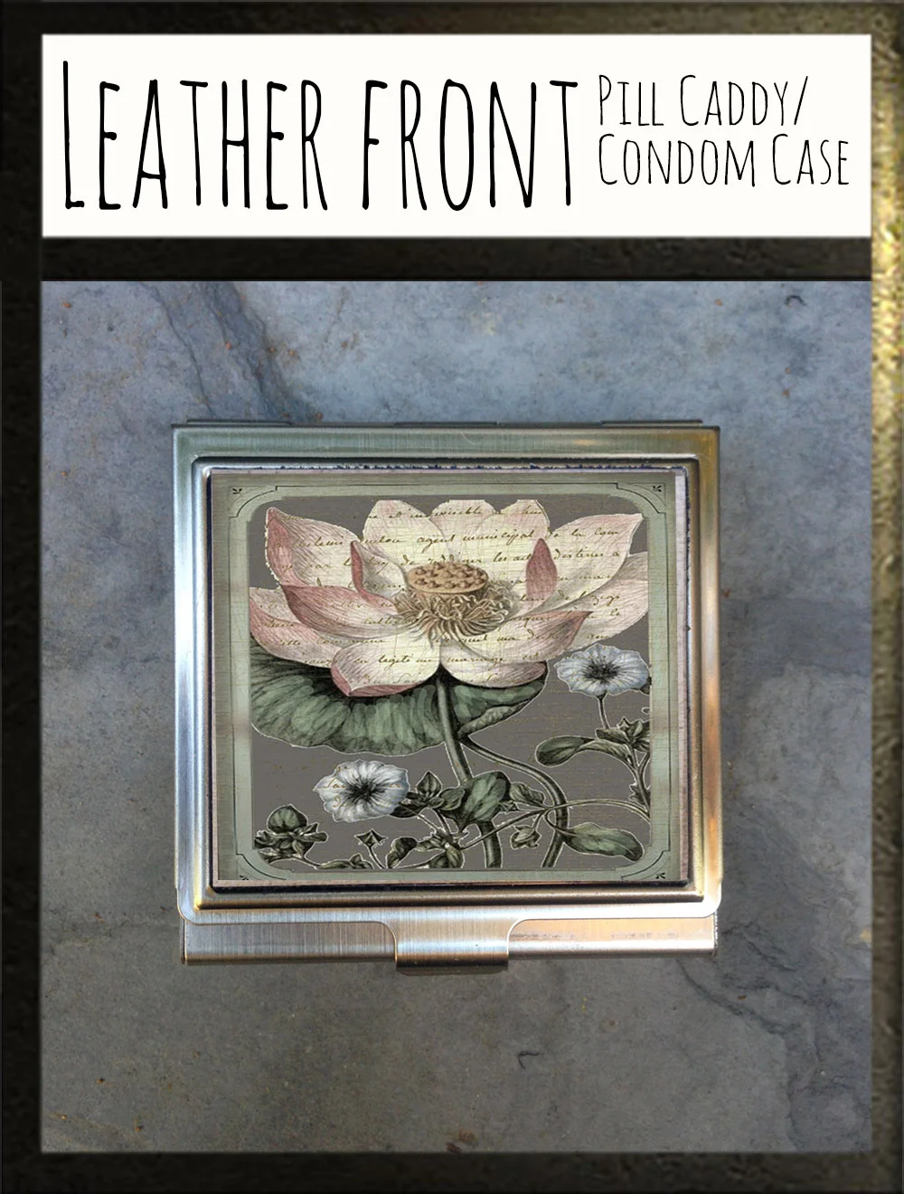 Leather Front Pill Caddy-Condom Case