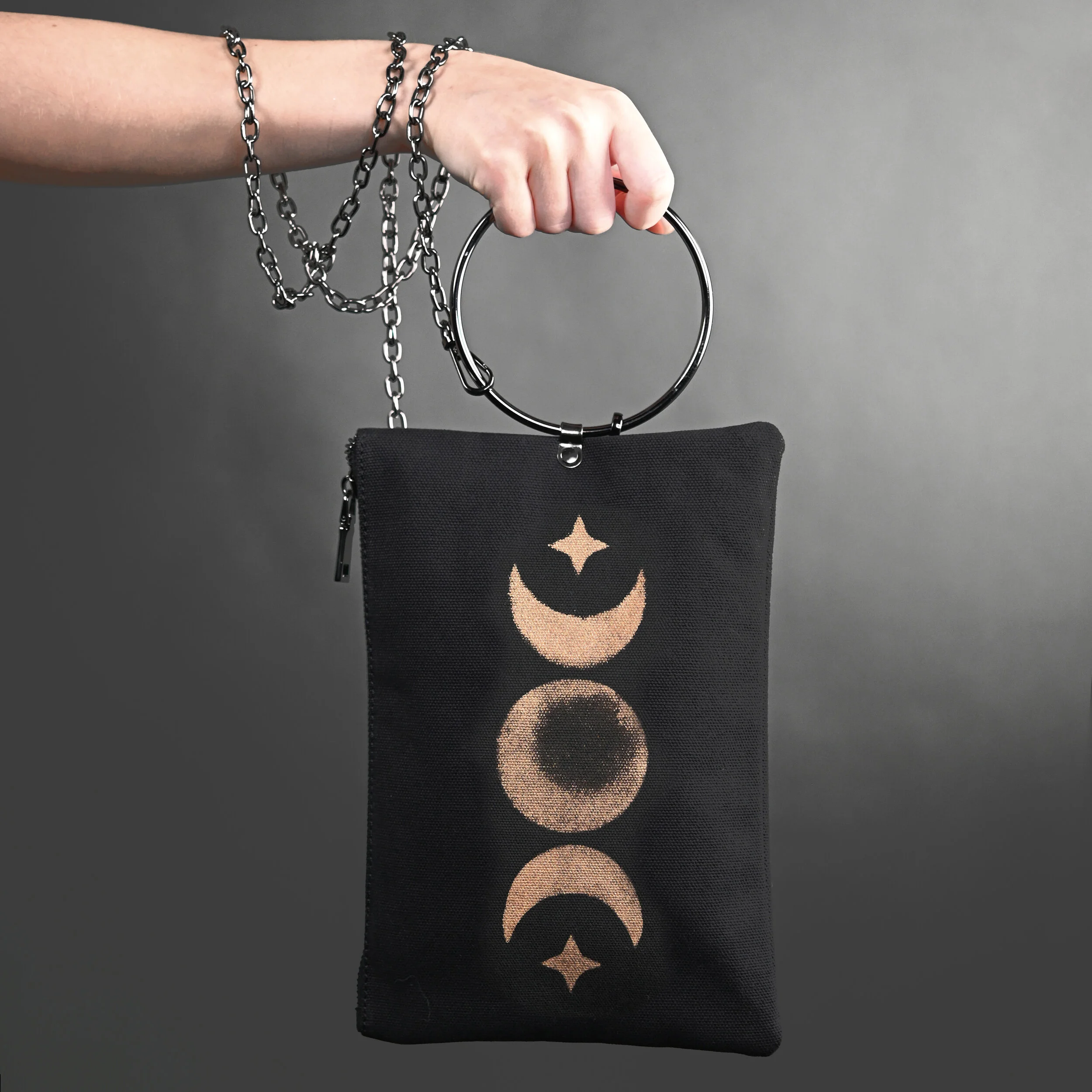 Canvas Crossbody Ring Hip Bag (Moon Phases) 